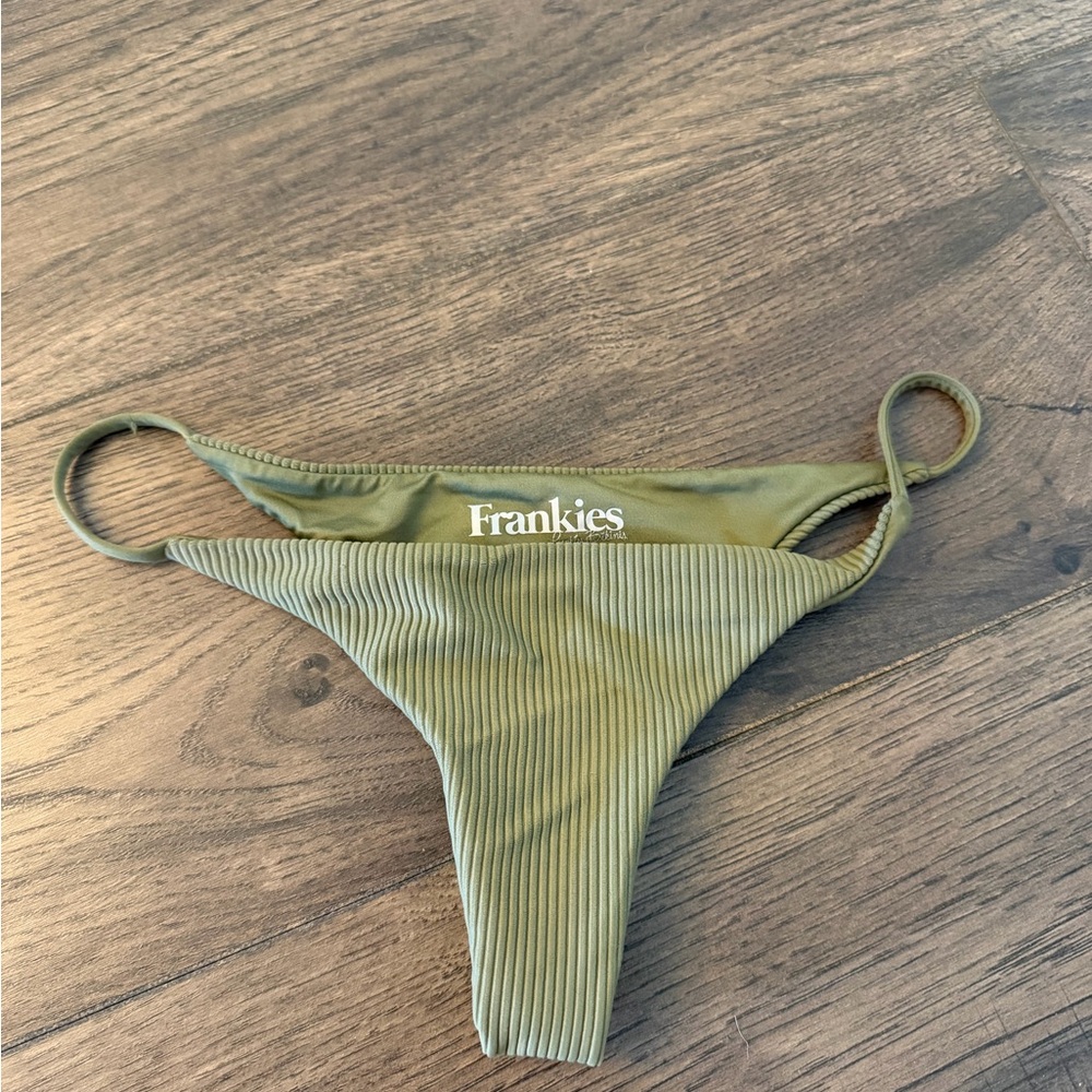 Frankie's Bikinis Olive Ribbed Bikini Bottom